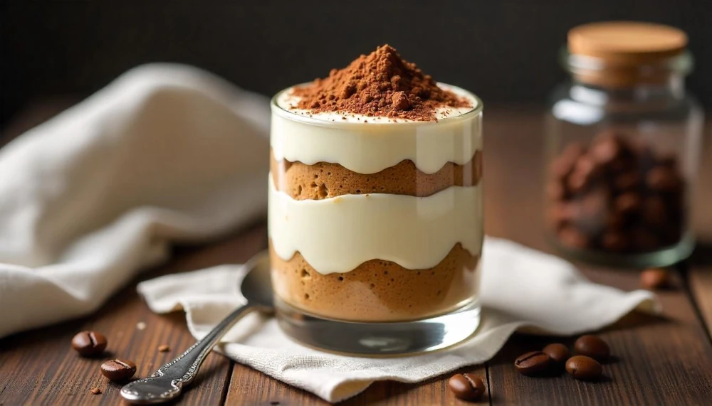 Proteines tiramisu pohárkrém